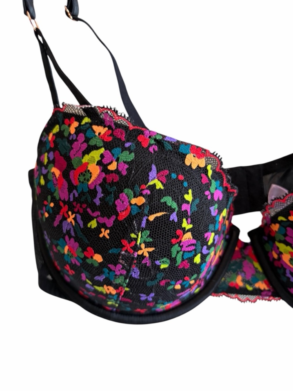 Savage X Fenty Steamy Floral Padded Lace Balconette Bra 36D - Picture 5 of 7
